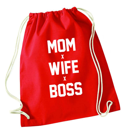 Mum wife boss red drawstring bag 