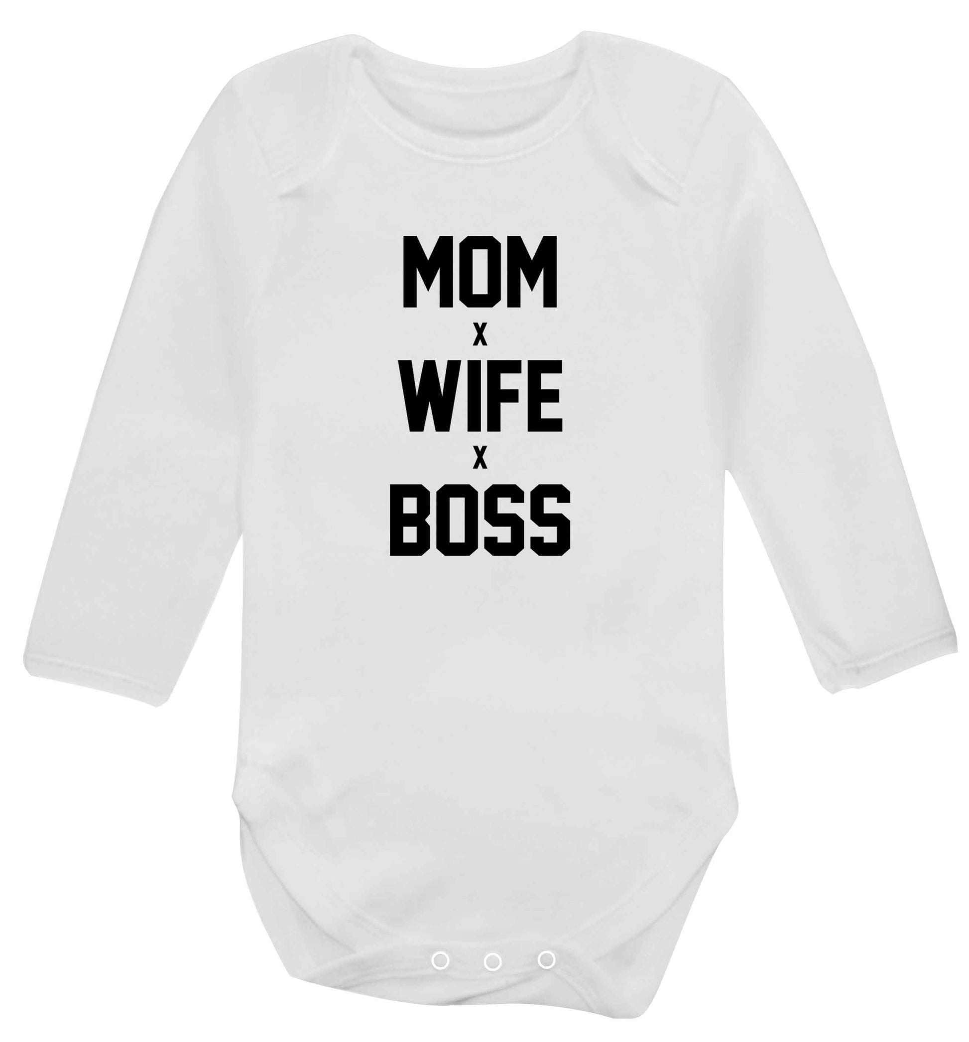 Mum wife boss baby vest long sleeved white 6-12 months