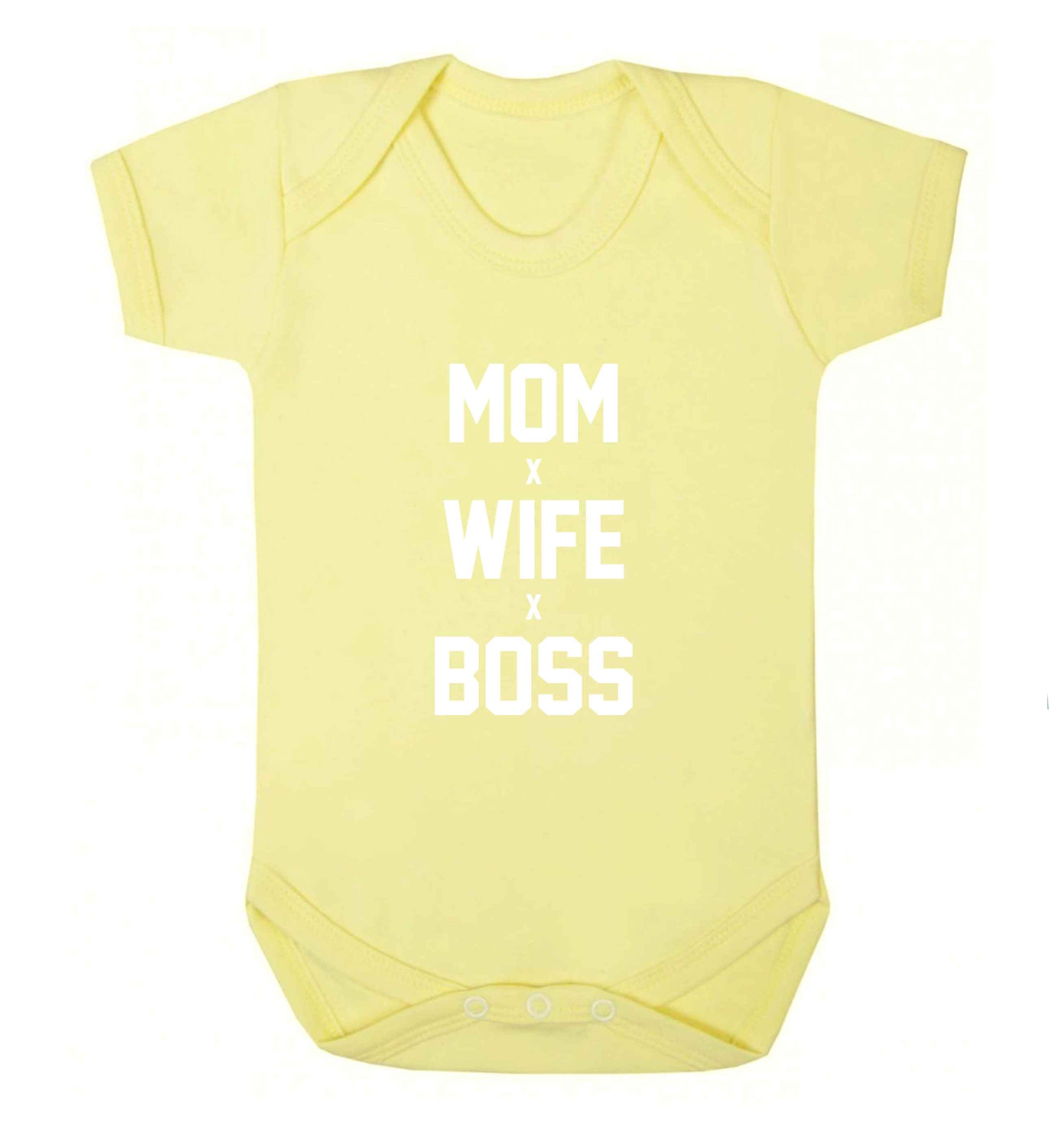 Mum wife boss baby vest pale yellow 18-24 months