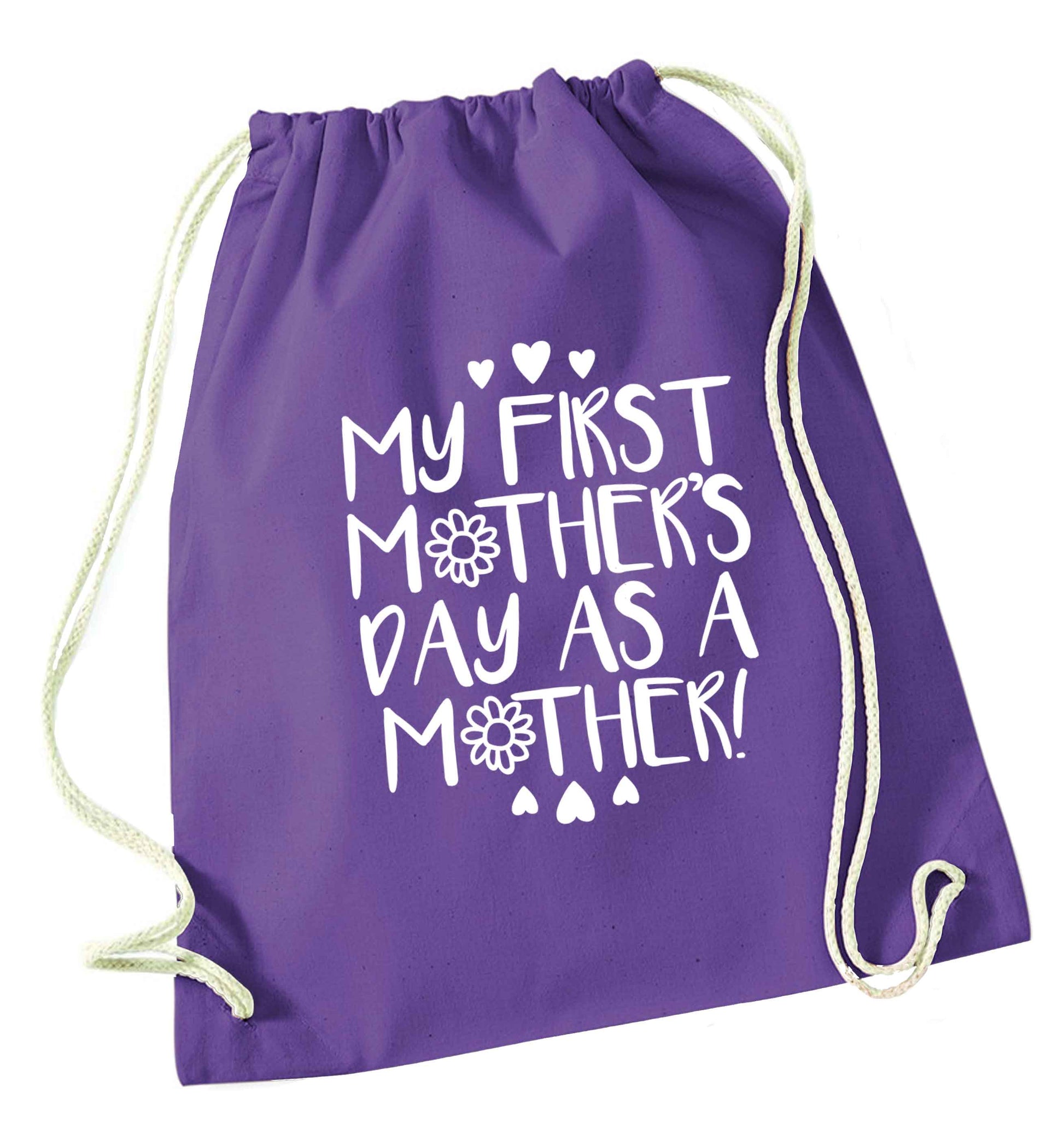 It's my first mother's day as a mother purple drawstring bag