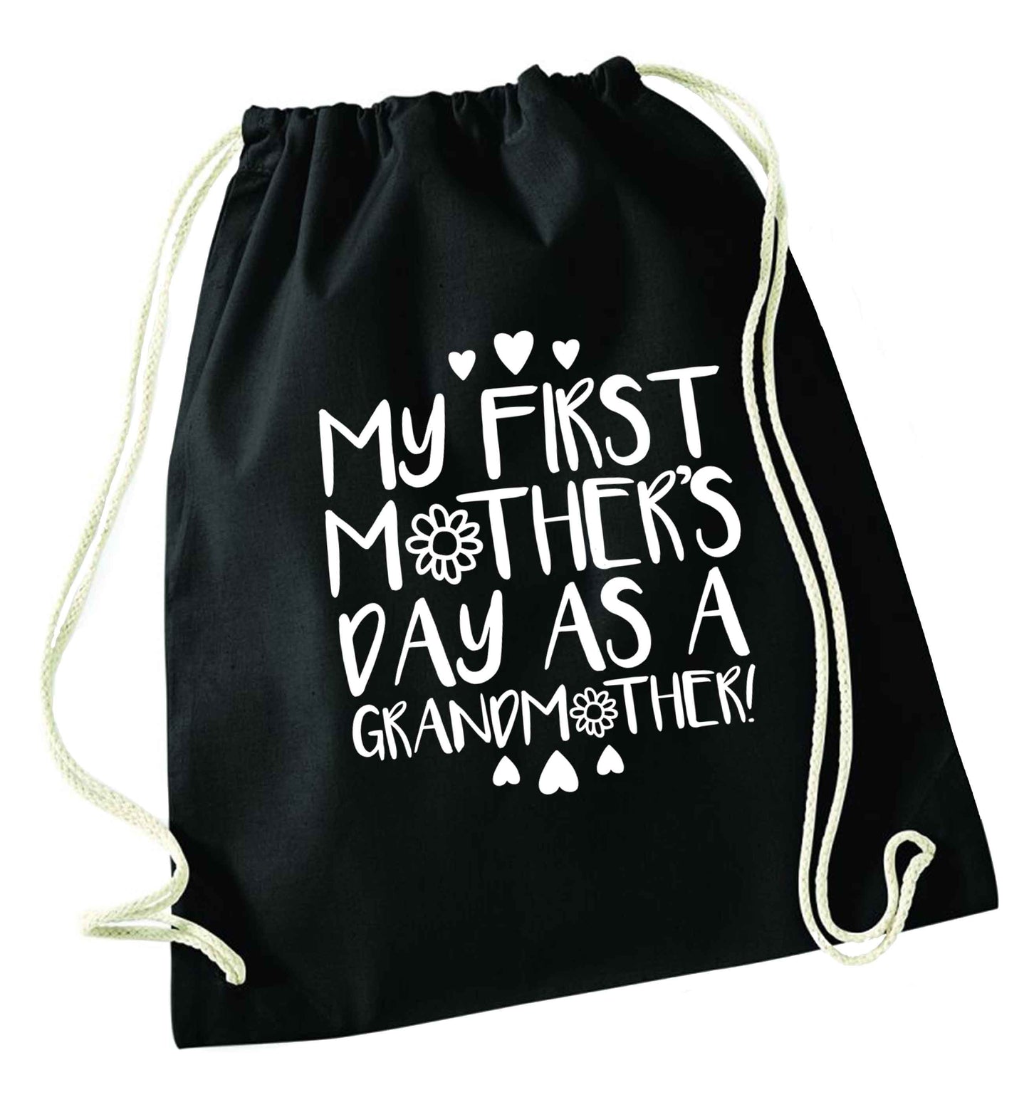 It's my first mother's day as a grandmother black drawstring bag