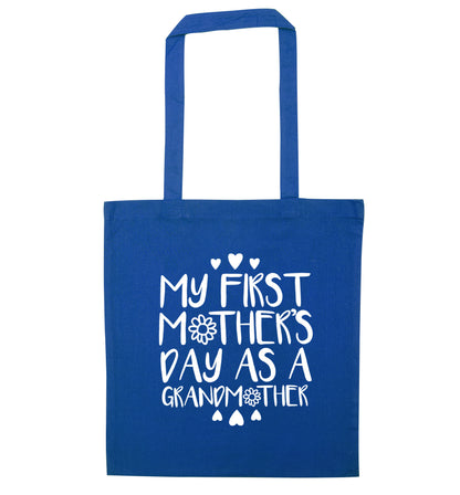 My first mother's day as a grandmother blue tote bag
