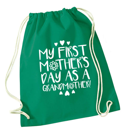 It's my first mother's day as a grandmother green drawstring bag