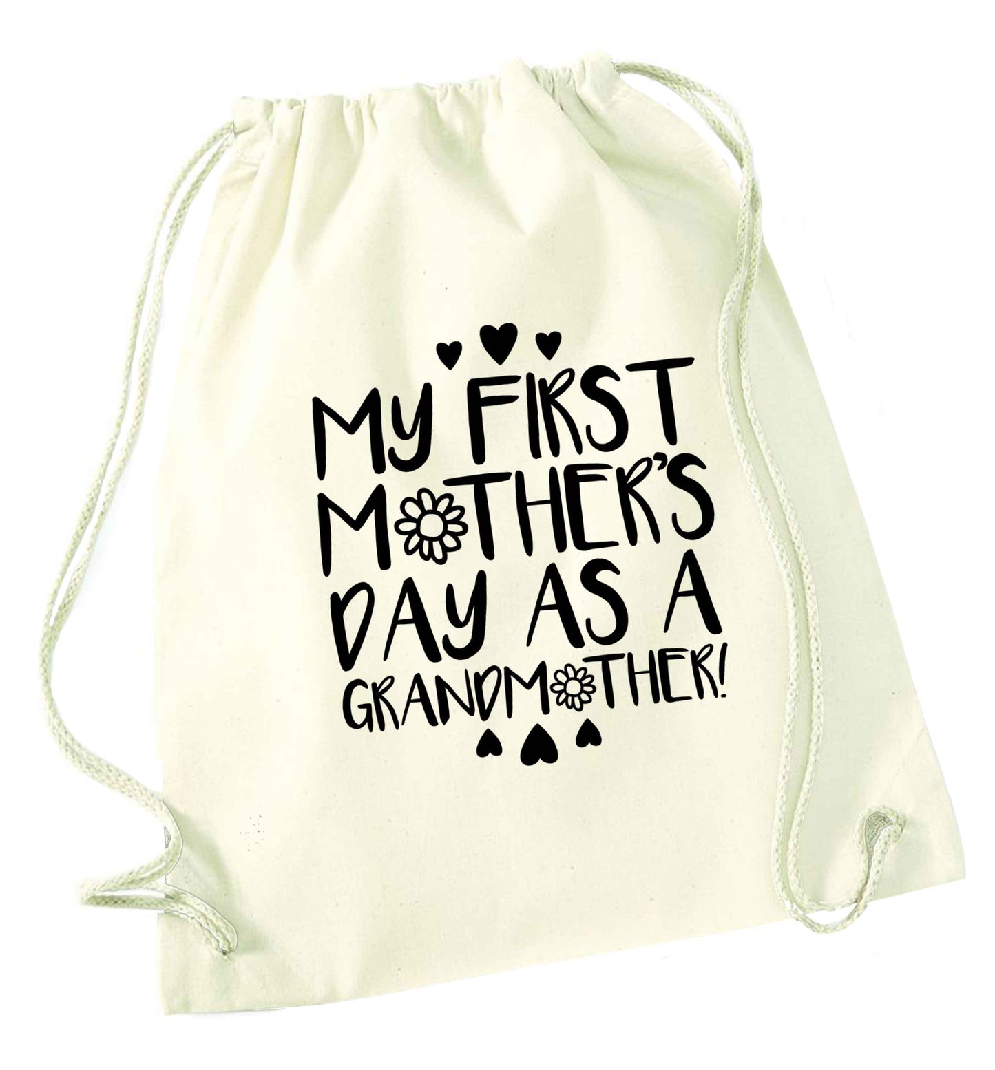 It's my first mother's day as a grandmother natural drawstring bag