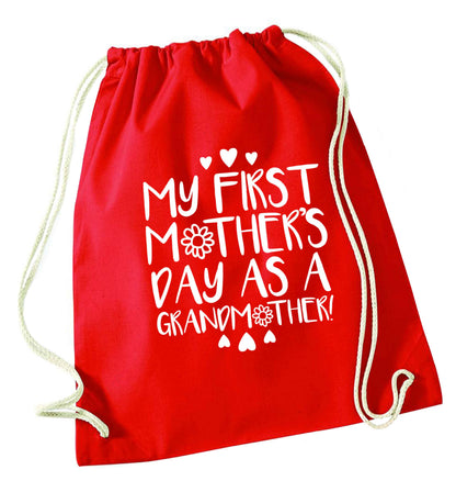 It's my first mother's day as a grandmother red drawstring bag 