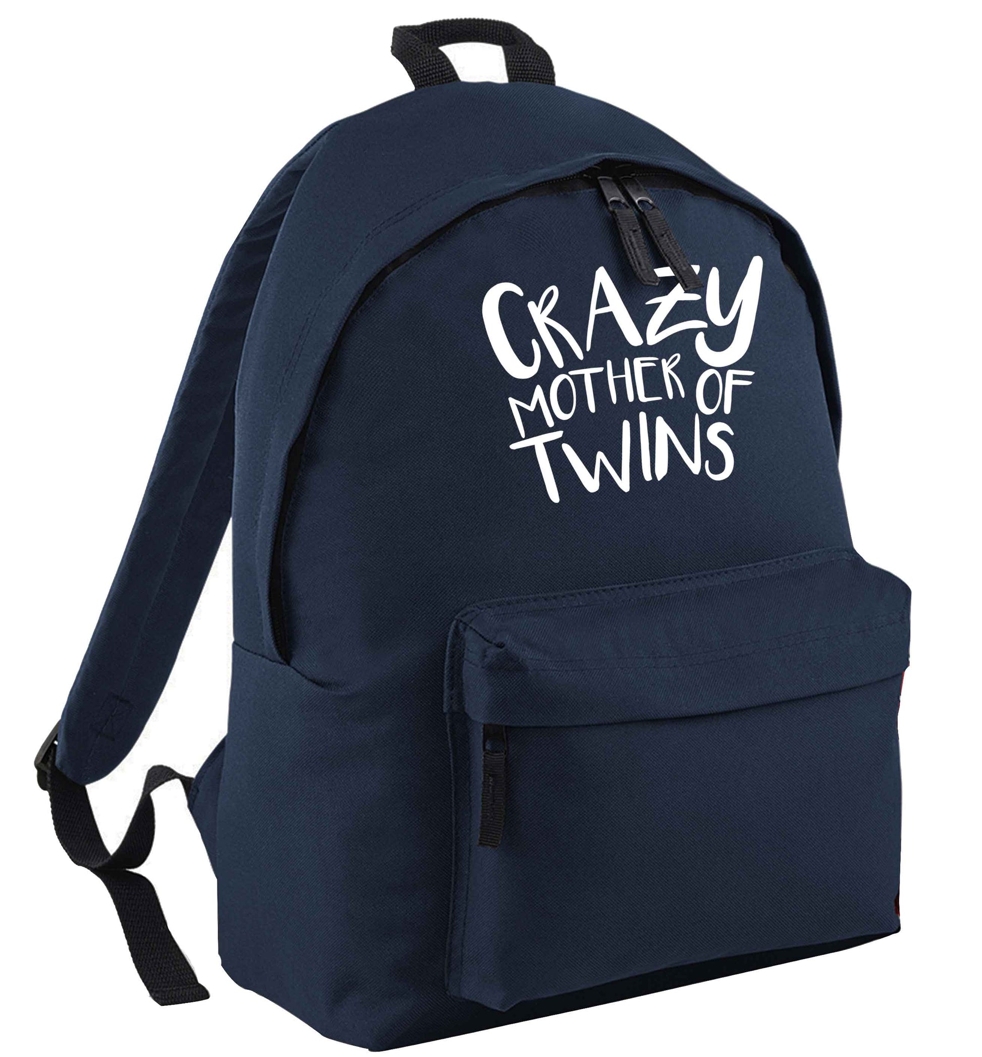 Crazy mother of twins navy adults backpack