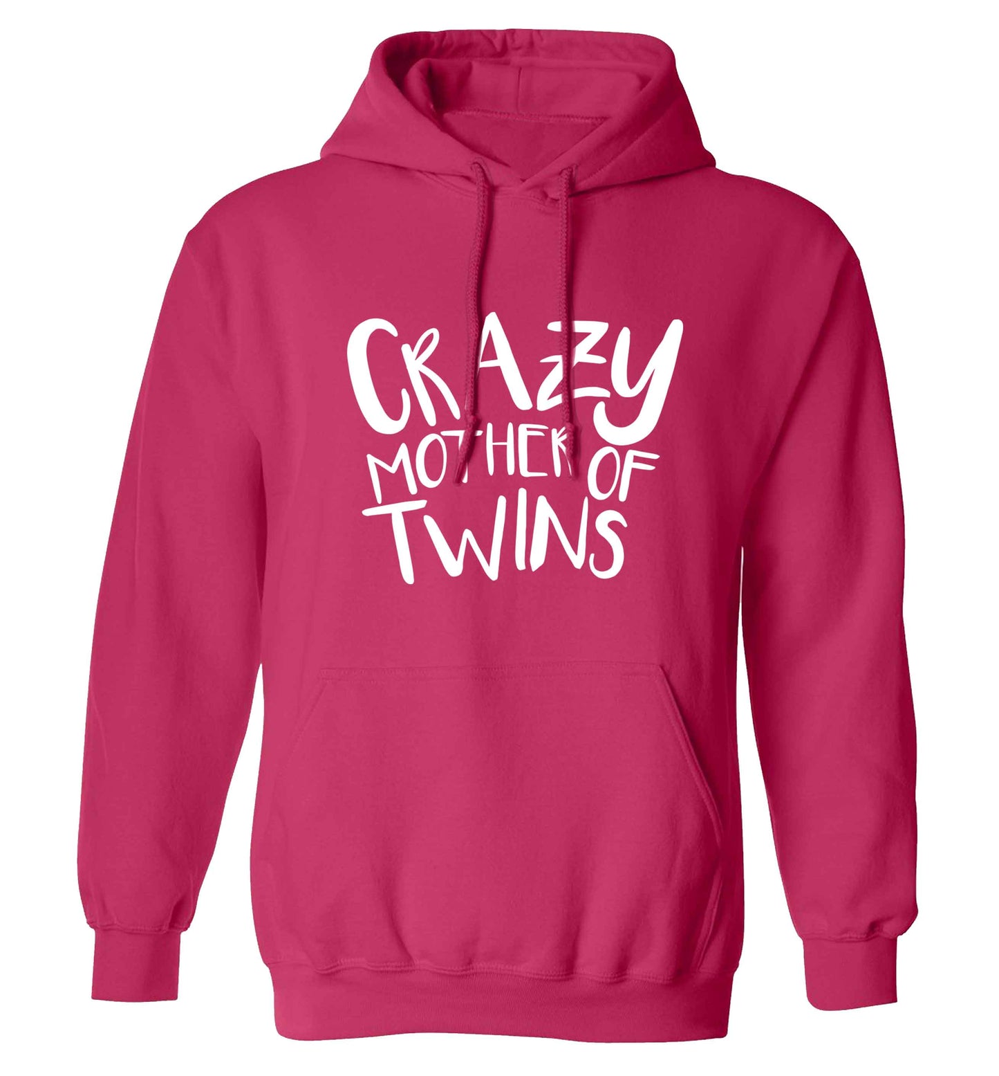 Crazy mother of twins adults unisex pink hoodie 2XL