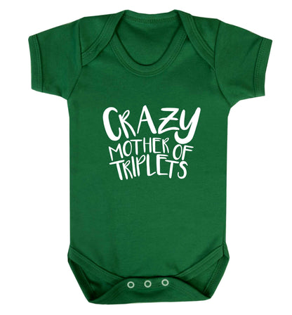 Crazy mother of triplets baby vest green 18-24 months