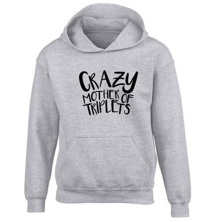 Crazy mother of triplets children's grey hoodie 12-13 Years