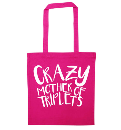 Crazy mother of triplets pink tote bag