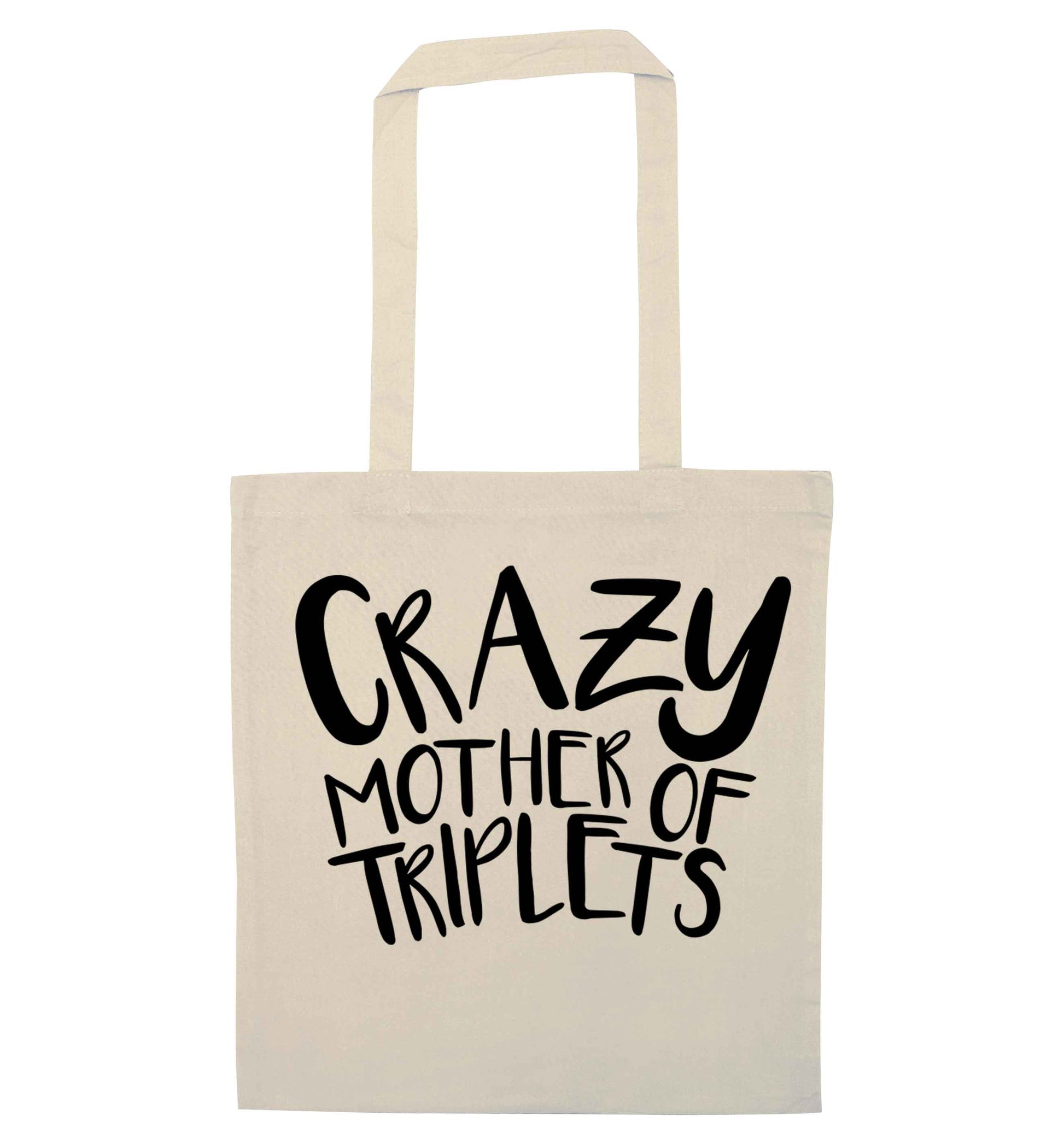 Crazy mother of triplets natural tote bag