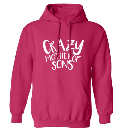 Crazy mother of sons adults unisex pink hoodie 2XL