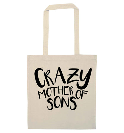 Crazy mother of sons natural tote bag