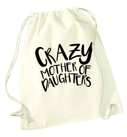 Crazy mother of daughters natural drawstring bag
