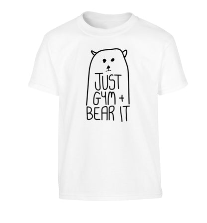 Just gym and bear it Children's white Tshirt 12-13 Years