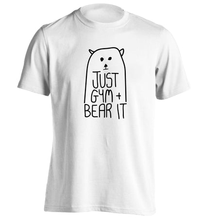 Just gym and bear it adults unisex white Tshirt 2XL