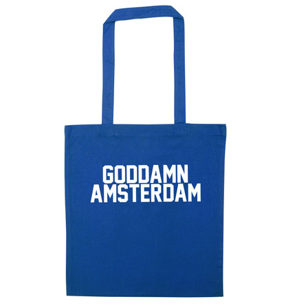 Goddamn Amsterdam blue tote bag