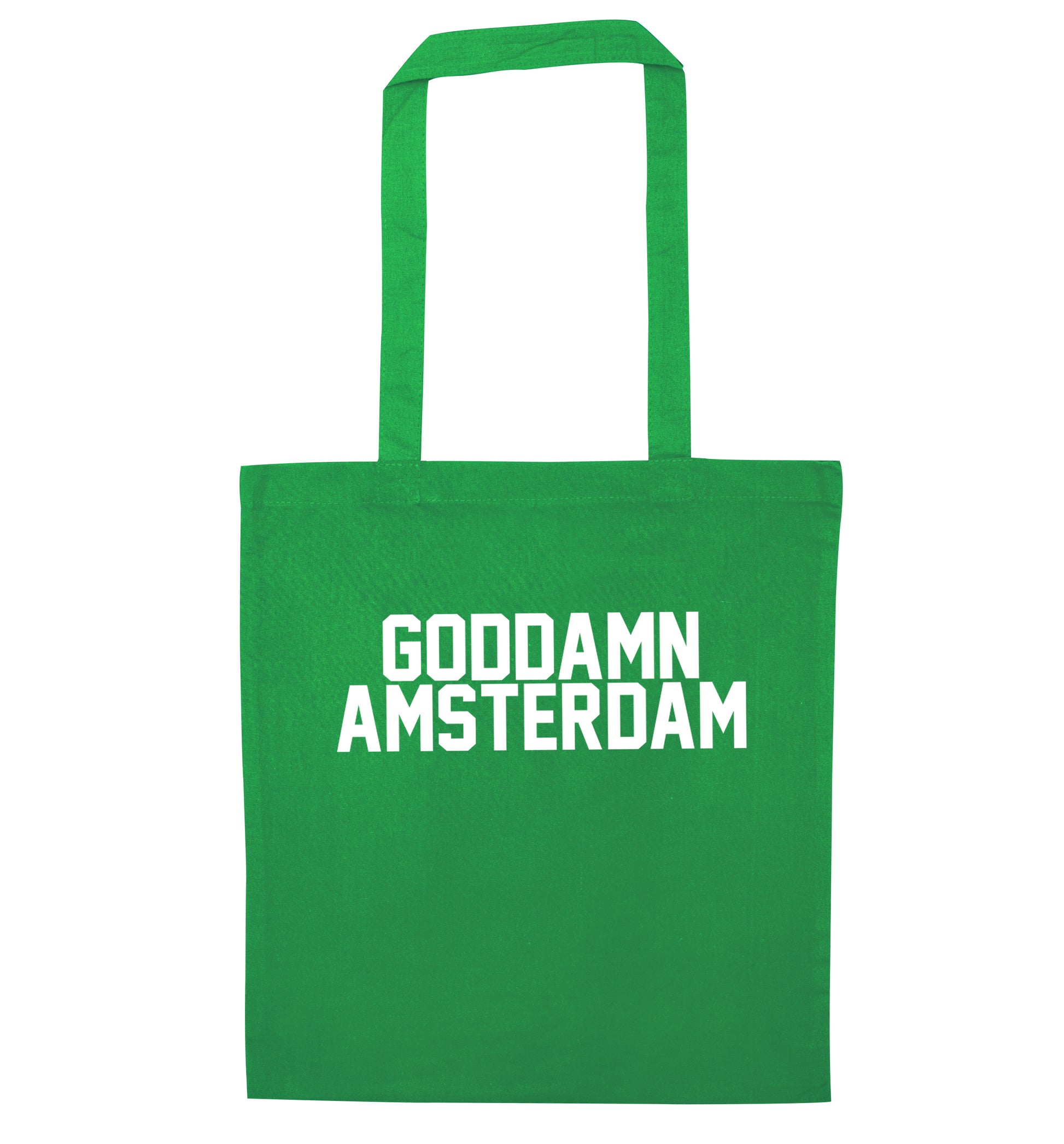 Goddamn Amsterdam green tote bag