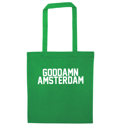 Goddamn Amsterdam green tote bag