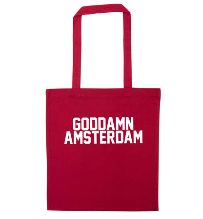 Goddamn Amsterdam red tote bag