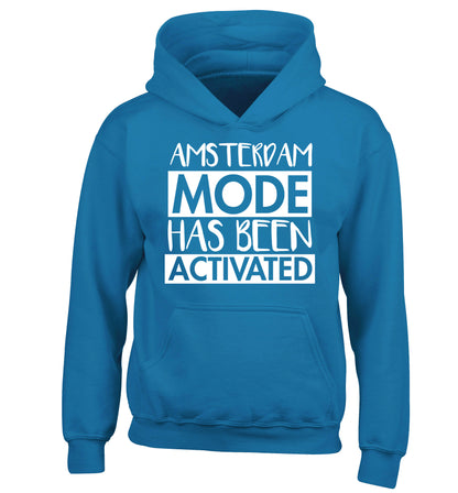 Amsterdam mode has been activated children's blue hoodie 12-13 Years