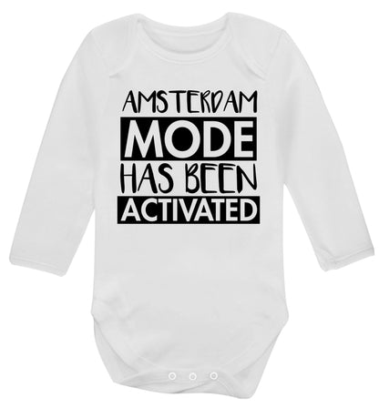 Amsterdam mode has been activated Baby Vest long sleeved white 6-12 months