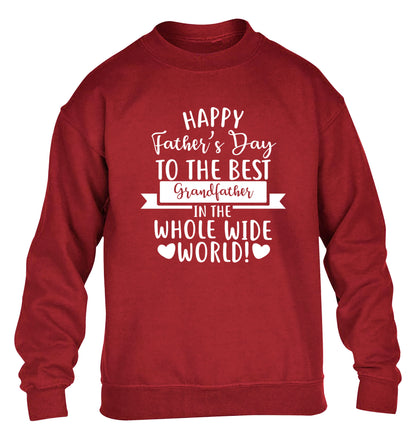 Happy Father's Day to the best grandfather in the world children's grey sweater 12-13 Years