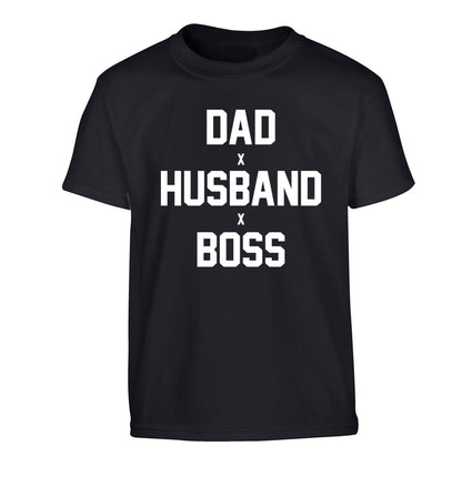 Dad husband boss Children's black Tshirt 12-13 Years