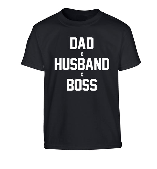 Dad husband boss Children's black Tshirt 12-13 Years