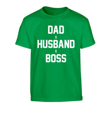 Dad husband boss Children's green Tshirt 12-13 Years