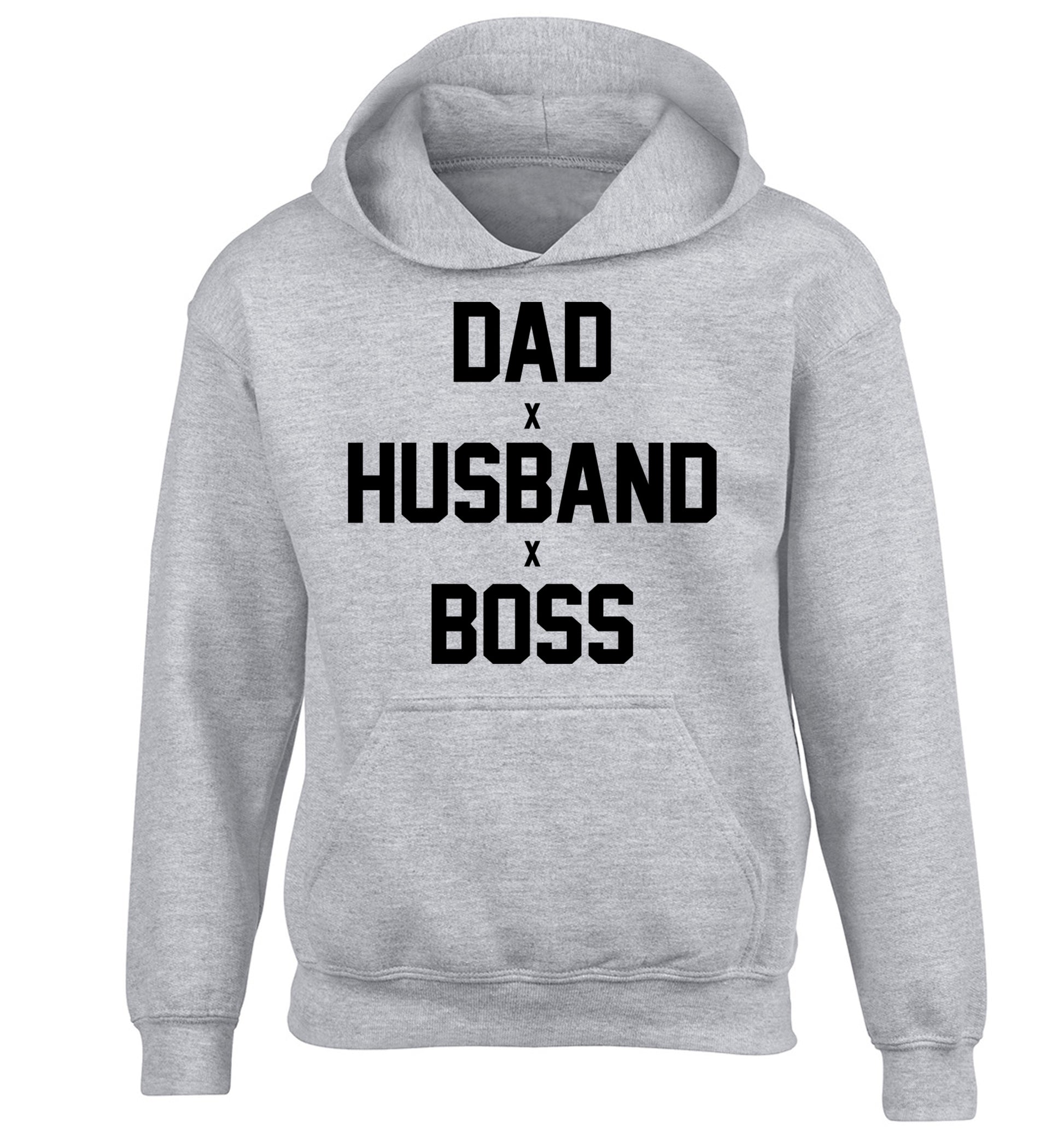 Dad husband boss children's grey hoodie 12-13 Years