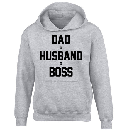 Dad husband boss children's grey hoodie 12-13 Years