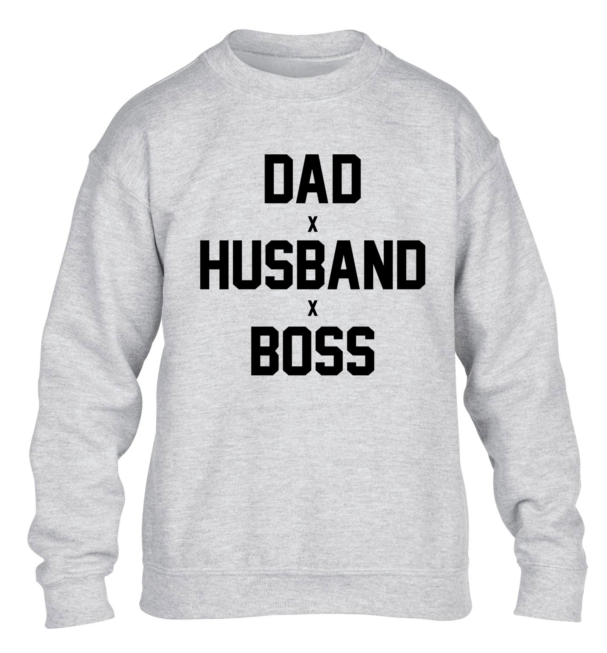 Dad husband boss children's grey sweater 12-13 Years