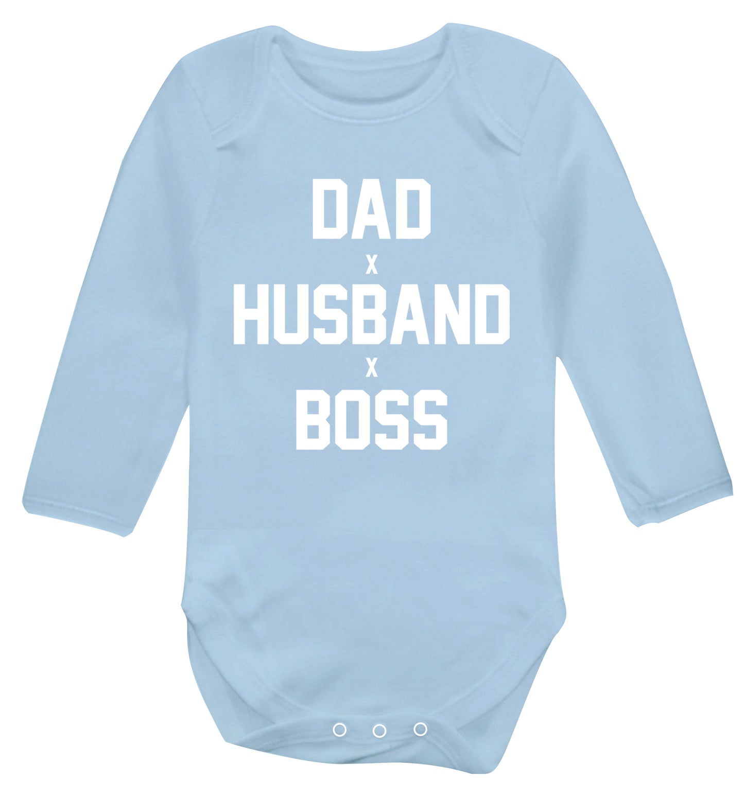 Dad husband boss Baby Vest long sleeved pale blue 6-12 months