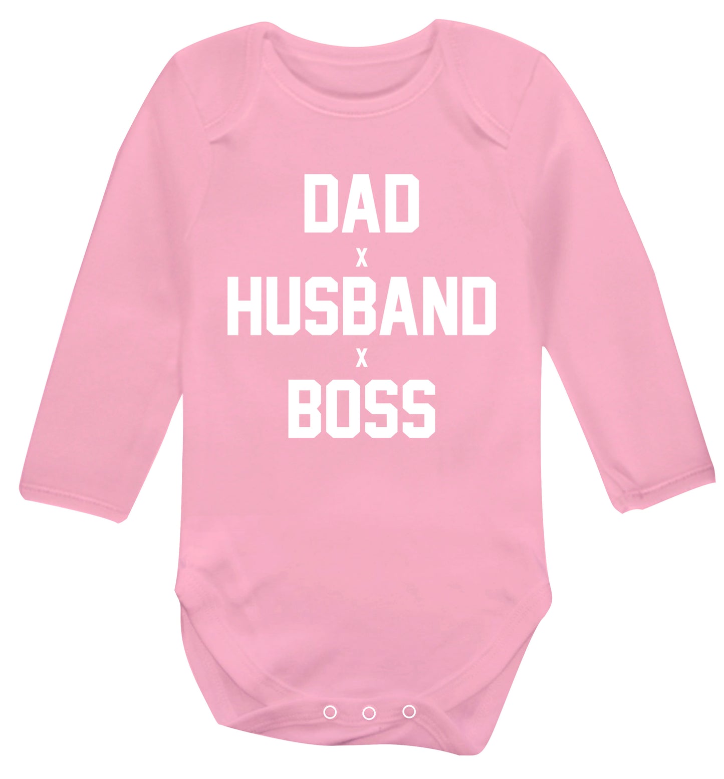 Dad husband boss Baby Vest long sleeved pale pink 6-12 months
