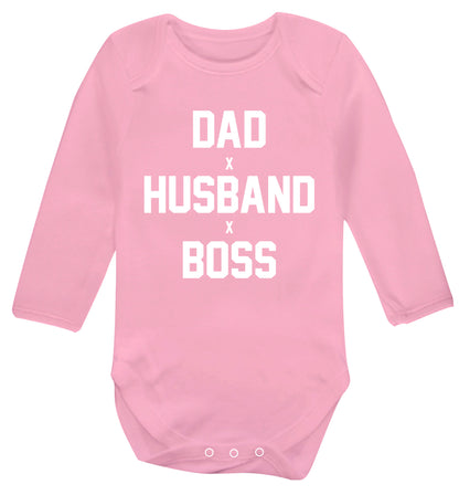 Dad husband boss Baby Vest long sleeved pale pink 6-12 months