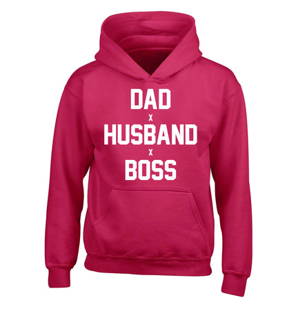 Dad husband boss children's pink hoodie 12-13 Years