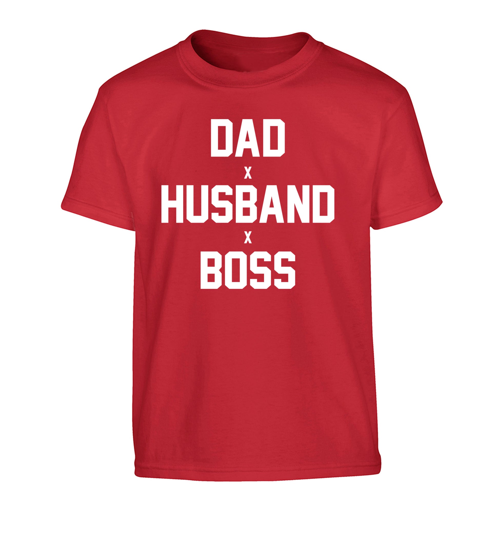 Dad husband boss Children's red Tshirt 12-13 Years