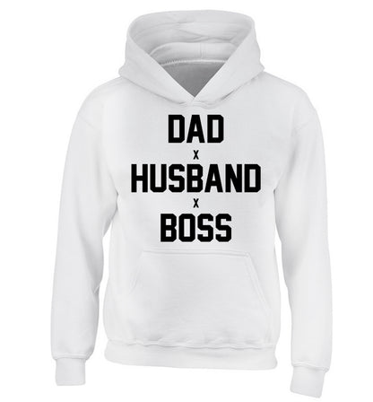 Dad husband boss children's white hoodie 12-13 Years