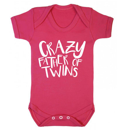 Crazy father of twins Baby Vest dark pink 18-24 months
