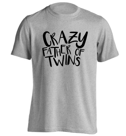 Crazy father of twins adults unisex grey Tshirt 2XL