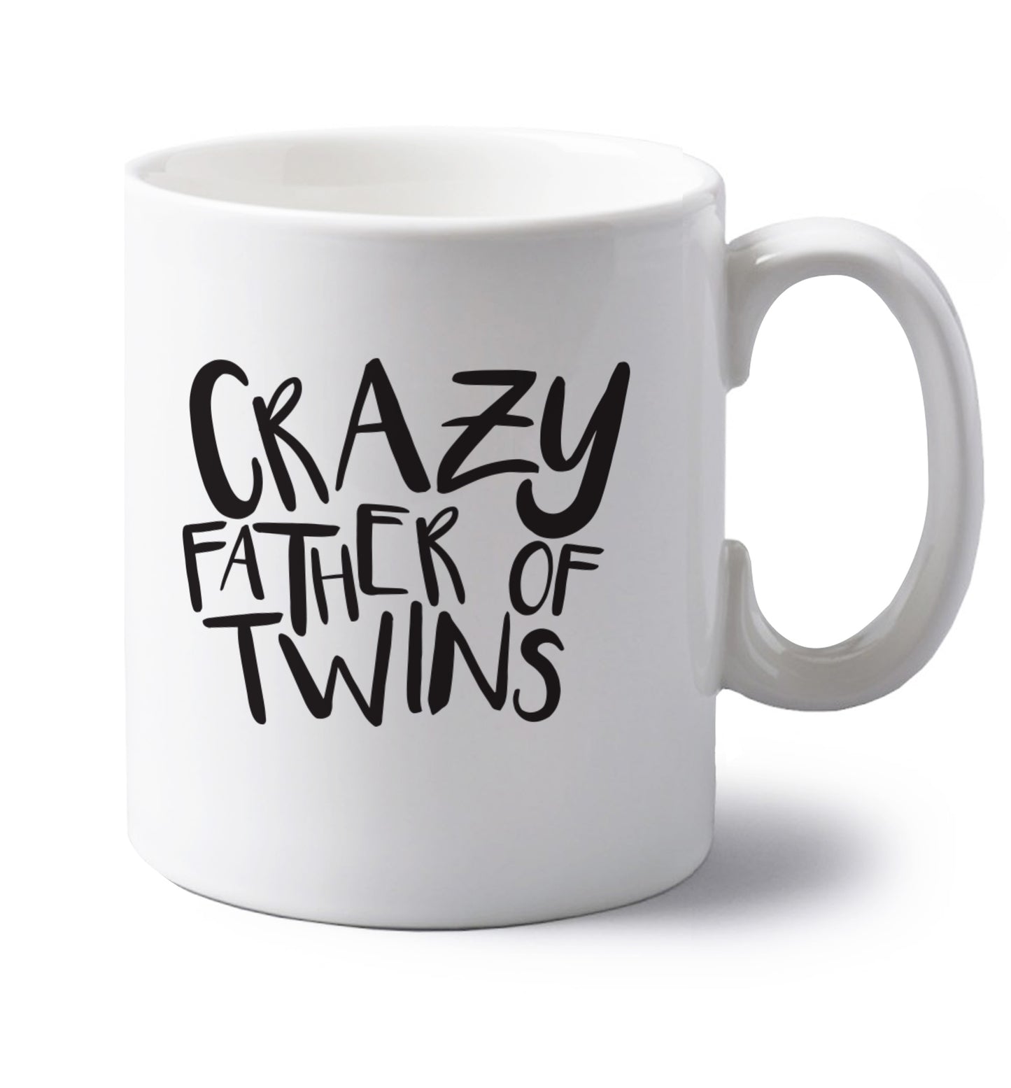 Crazy father of twins left handed white ceramic mug 