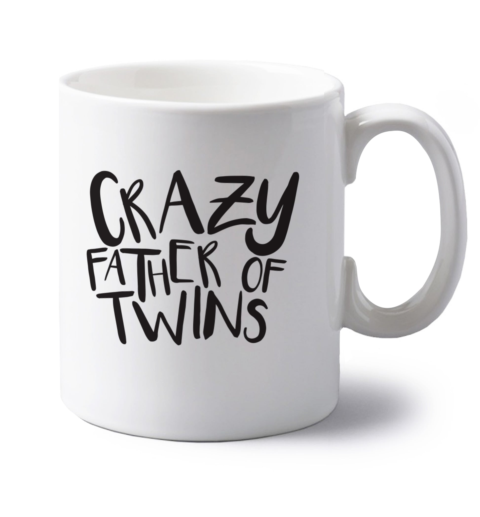 Crazy father of twins left handed white ceramic mug 