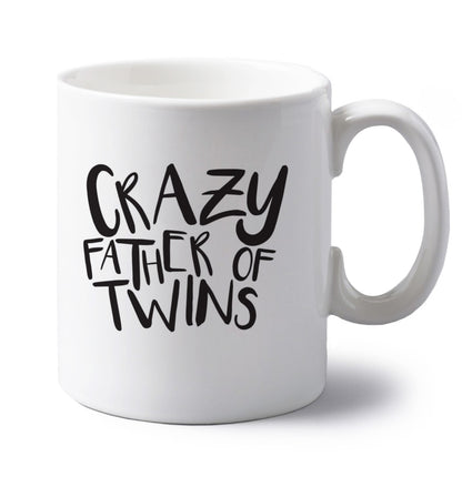 Crazy father of twins left handed white ceramic mug 