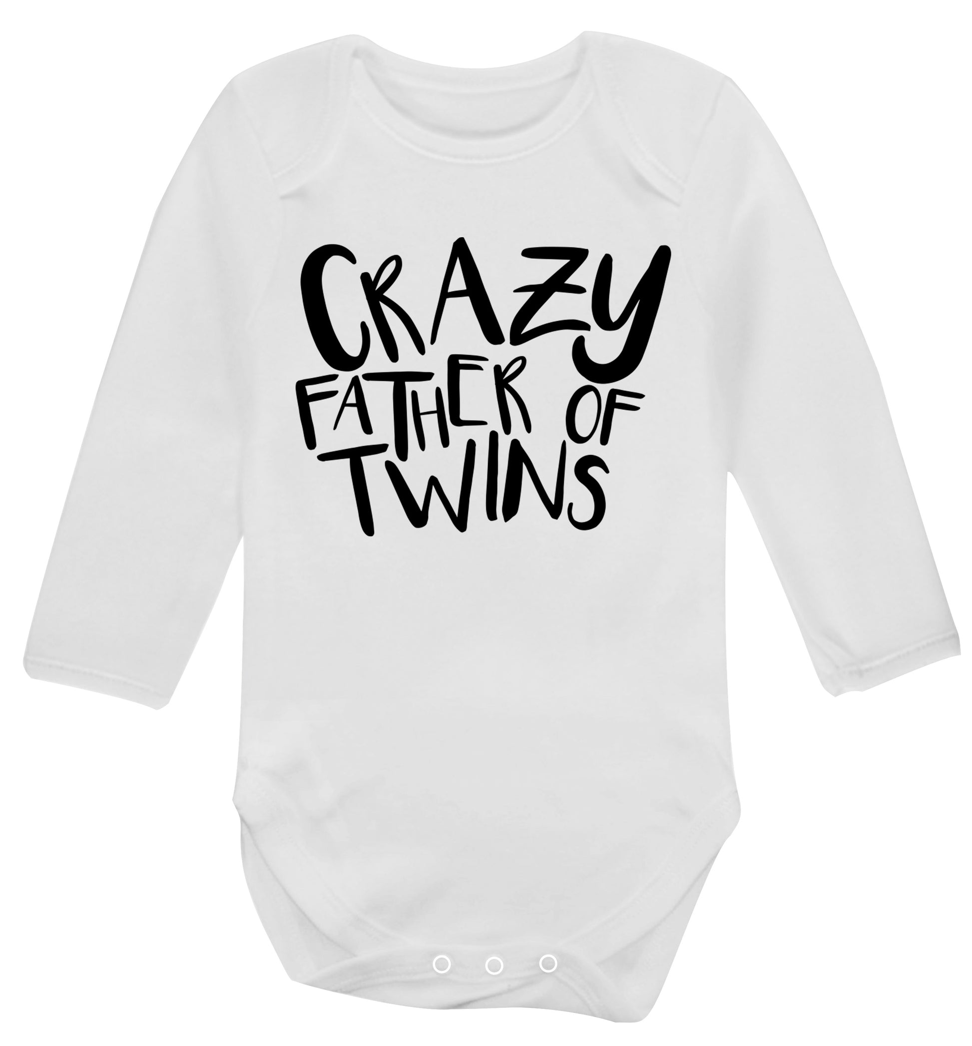 Crazy father of twins Baby Vest long sleeved white 6-12 months
