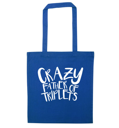 Crazy father of triplets blue tote bag