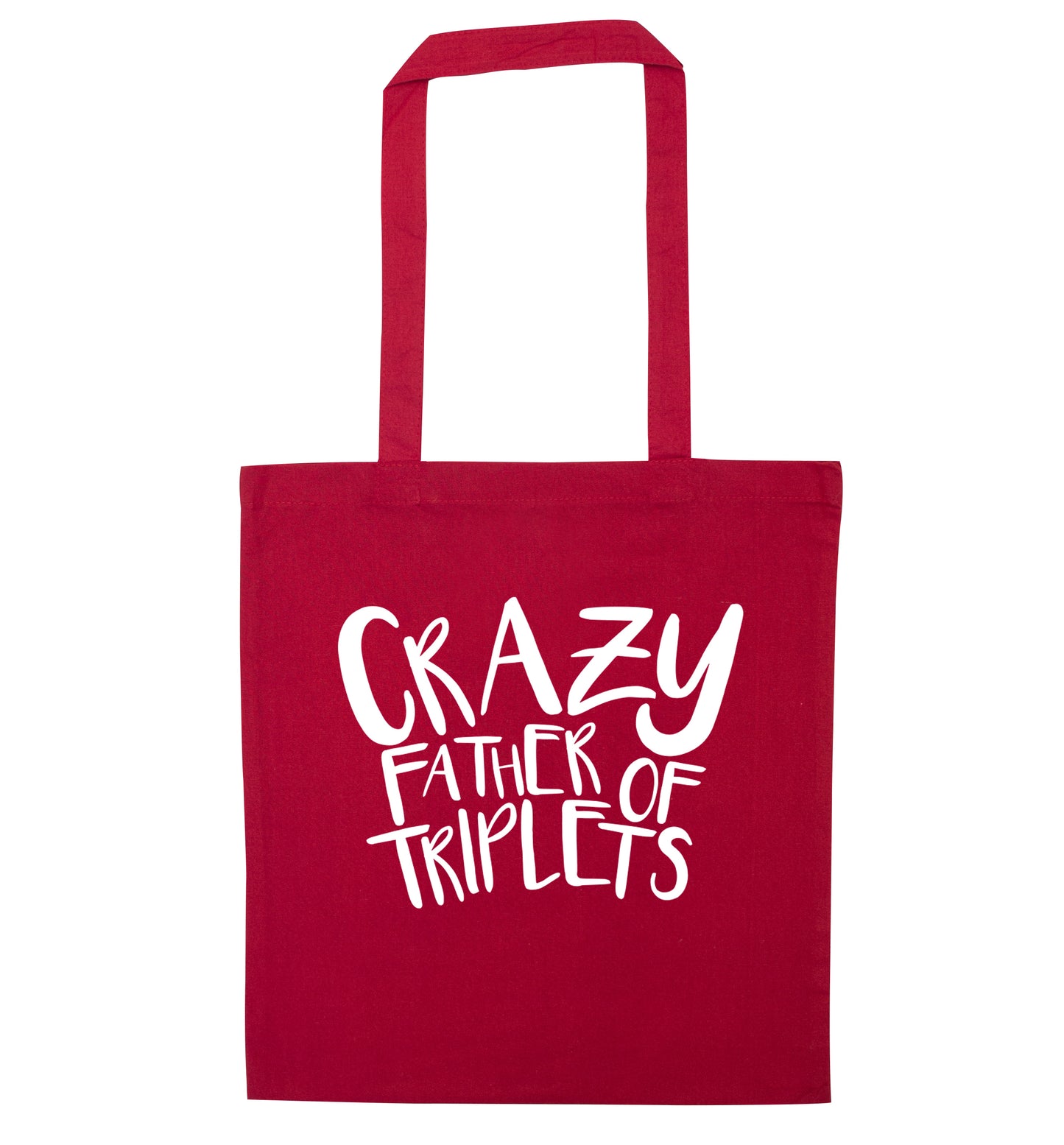 Crazy father of triplets red tote bag