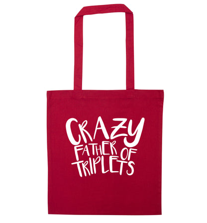 Crazy father of triplets red tote bag