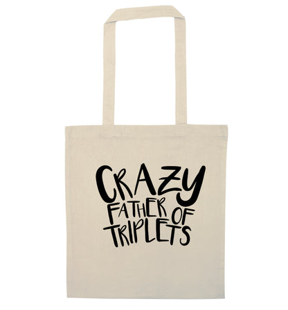 Crazy father of triplets natural tote bag