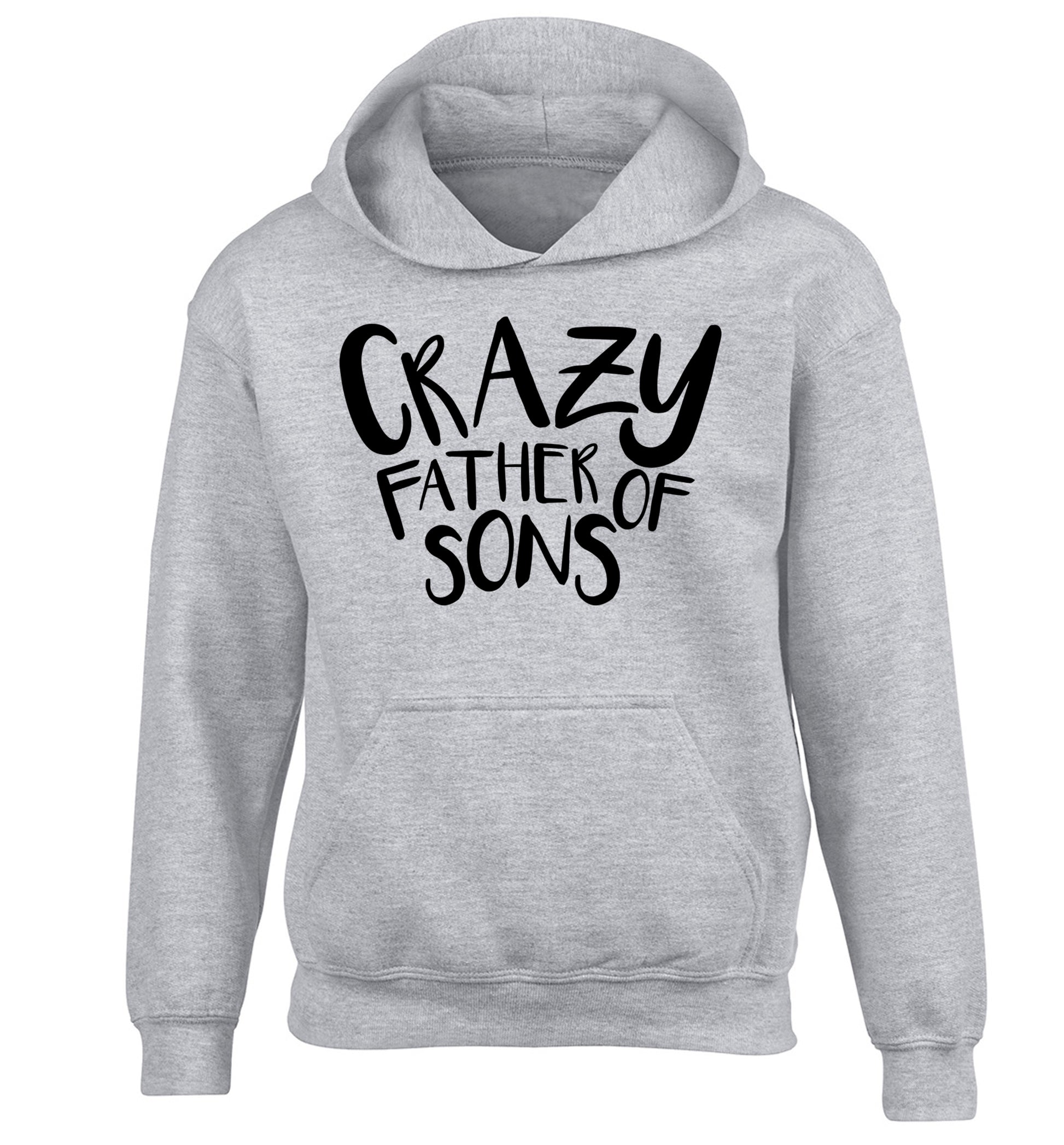 Crazy father of sons children's grey hoodie 12-13 Years